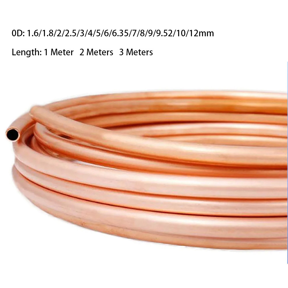 Coil Building Kit - ขดลวดทองแดงอ่อน1 3M 1.6/1.8/2/2.5/3/4/5/6/6.35/7/8-12มม. 99.9% ท่อลวดทองแดงบริสุทธิ์ระบายความร้อนเครื่องปรับอากาศงานฝีมือ DIY