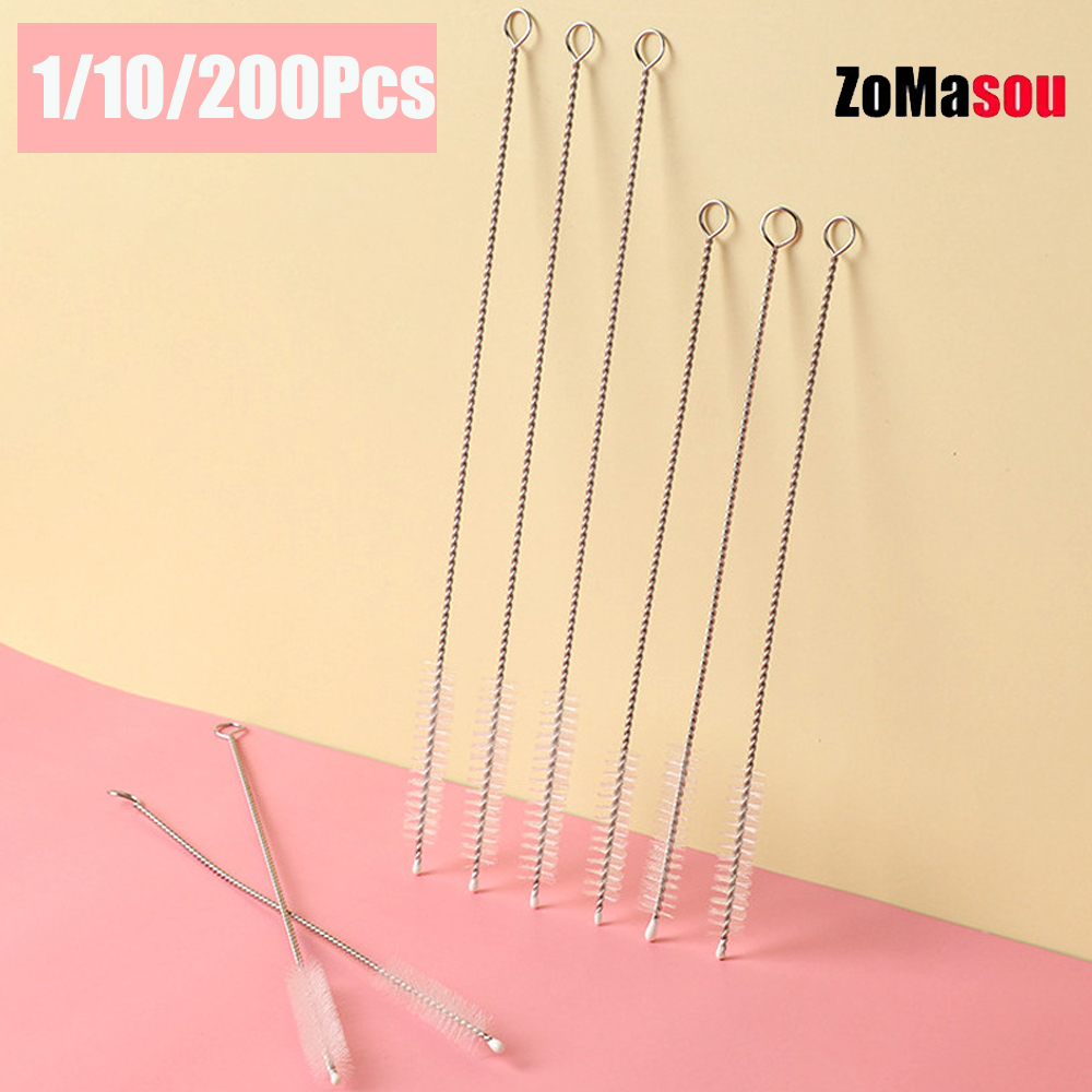 Weed Vaping Accessories - 1-200 PCS สแตนเลสสตีลฟางแปรงทําความสะอาดวัชพืชทําความสะอาดท่อแก้ว Hookah สูบบุหรี่ Cachimba